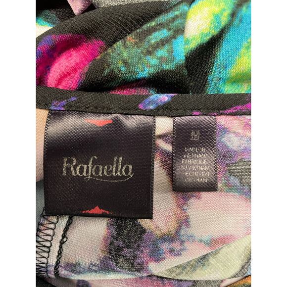 Rafaella black bright floral flowy overlay sleeveless shirt blouse womens medium - Picture 4 of 7